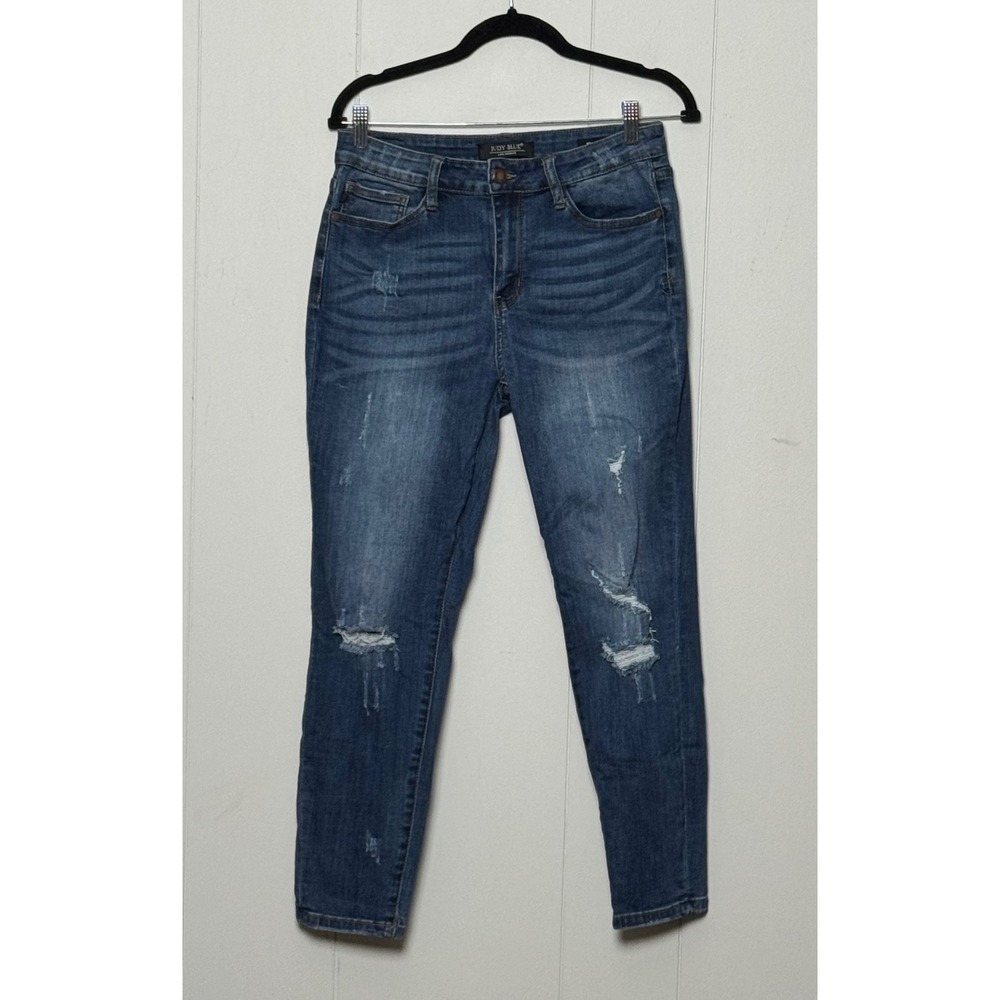 Judy Blue Women's Distressed Relaxed Fit Skinny Jeans Medium Wash Size 31